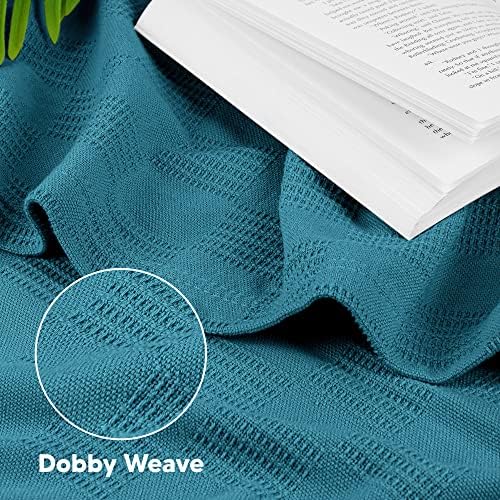 Utopia Bedding 100% Cotton Thermal Blanket Teal Twin, 90x72 Inches - Image 3