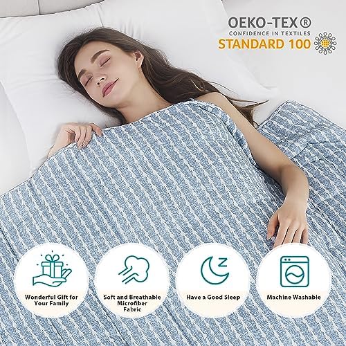 L'AGRATY Weighted Blanket - 48"x72" 20lbs Cooling Breathable Heavy Blanket Microfiber Material with Glass Beads for Adult All-Season Summer Fall Winter Soft Thick Comfort - Image 6