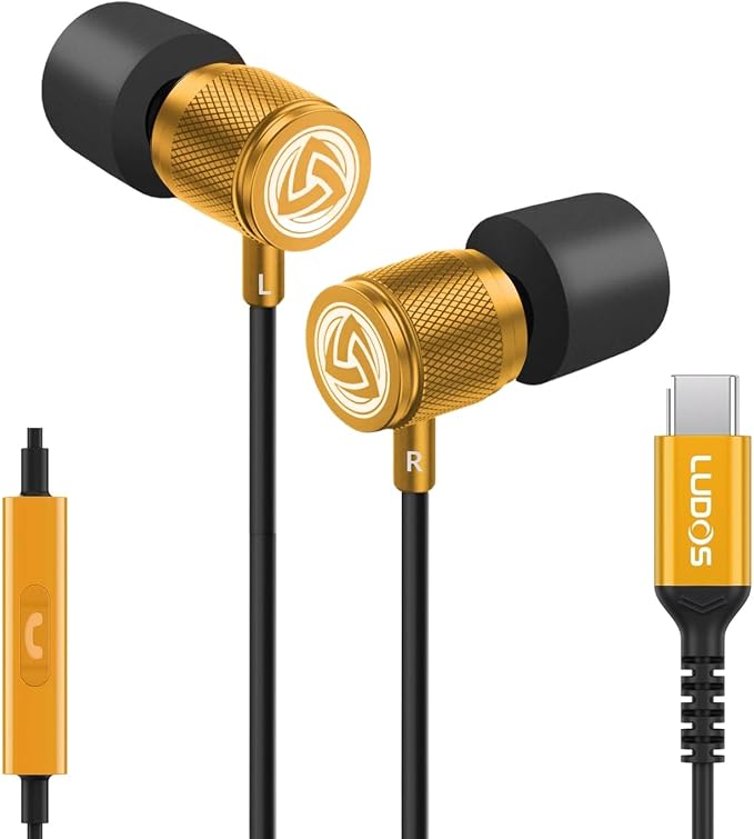 LUDOS Ultra USB C Headphones for iPhone 17 16 15 Pro Max Plus Air iPad Pro, 5 Years Warranty, Magnetic USB-C Earbuds for Samsung Galaxy S24 S23 Ultra S22 S21 FE S20 A55 A54 A53, USB Type C Earphones by Ludos
