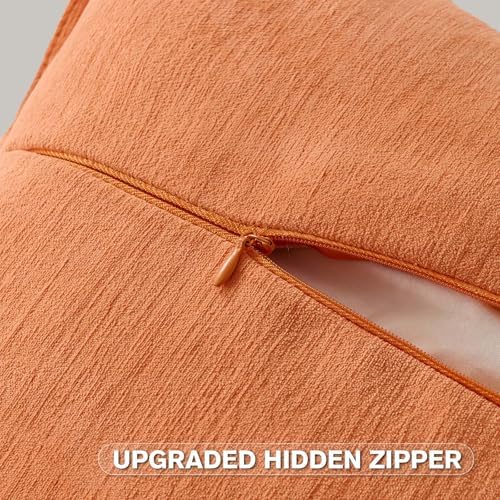 FUTEI Pack of 2 Chenille Throw Pillow Covers 26x26 Inch, Orange - Image 3