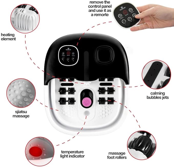 Medical king Foot Spa with Heat and Massage and Jets Includes A Remote Control A Pumice Stone Collapsible Massager with Bubbles and Vibration - Image 3