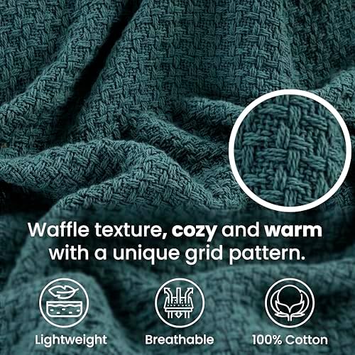 HILLFAIR 100% Cotton Blanket Twin Size for Bed, Soft Lightweight & Breathable Summer Twin Size Cotton Blankets, Premium Cozy Throw Layers for Bed, Couch and Sofa: Wedgewood (66"x90") - Image 6