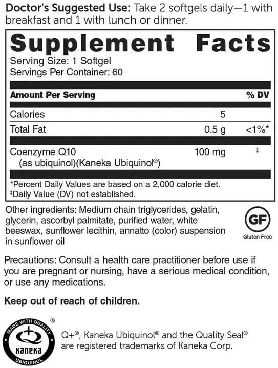 Dr. Whitaker's Bioactive Q Ubiquinol 100 mg Delivers Clinically Validated, Highly Bioavailable CoQ10 (60 Day Supply) - Image 2