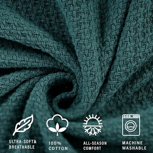 HILLFAIR 100% Cotton Blanket Queen Size for Bed, Soft Lightweight & Breathable Summer Queen Size Cotton Blankets, Premium Cozy Throw Layers for Bed, Couch and Sofa: Wedgewood (90"x90") - Image 7