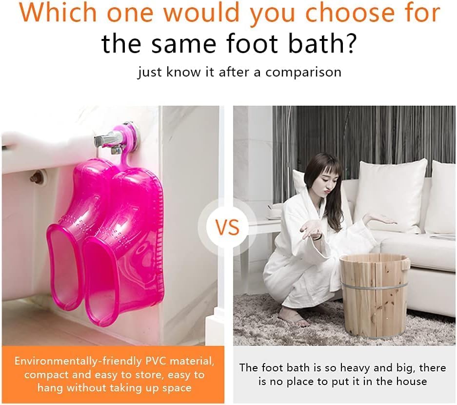 Massage Foot Bath Shoes Portable Feet Soaking Tub Feet Spa Shoes Pedicure PVC Pink Tall Foot Soaker for Foot Massage Releax Yourself As A Gift for Your Family Friends - Image 4