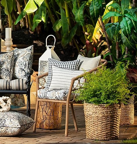 Pillow Perfect Floral Indoor/Outdoor Accent Throw Pillow, Plush Fill, Weather, and Fade Resistant, Floor - 25" x 25", Black/Tan Dailey, 1 Count - Image 3
