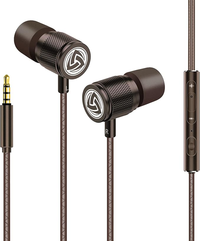 LUDOS Ultra Wired Earbuds in-Ear Headphones, 5 Years Warranty, Earphones with Microphone, Noise Isolating Ear Buds, Memory Foam for iPhone, Samsung, School Students, Kids, Women, Small Ears - Brown - Image 6