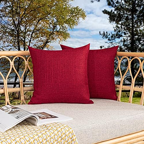 Kevin Textile Outdoor Waterproof 26”x26” Pillow Covers 2 Pack, Red by KevinTextile