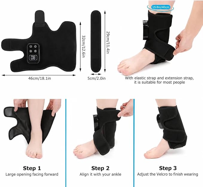 2Pcs Foot Massager for Neuropathy Plantar Fasciitis Pain Relief, Cordless Heated Vibrating Cloud-Soft Ankle Wrap Feet Massage, 5 Heats, 5 Modes - Image 3