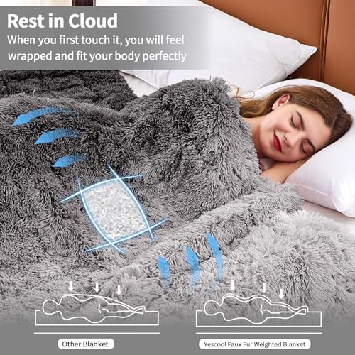 yescool Weighted Blanket for Adults (20 lbs, 60" x 80", Smoke Gray) Heavy Blanket for Sleeping Perfect for 140-160 lbs, Queen Size Faux Fur Blanket with Premium Glass Bead, Machine Washable - Image 2