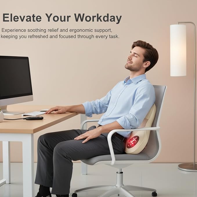 Back Massager with Heat, 4D Shiatsu Kneading Deep Tissue Electric Massager for Neck Shoulder Leg Back, Portable Rechargeable Cordless for Home Office Sofa Bed, for Men Women Mom Dad - Image 7