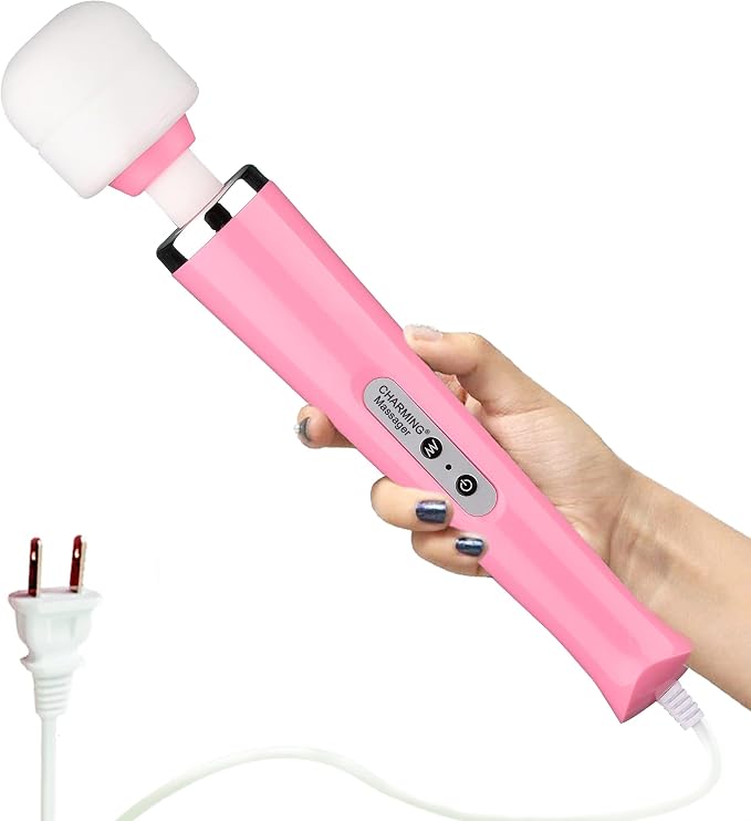 CHARMING Wired Powerful Handheld Back Massager with Strong Vibrations, Personal 10 Speeds Therapy Massager for Sports Recovery, Muscle Aches, Body Pain (Pink) by CHARMING