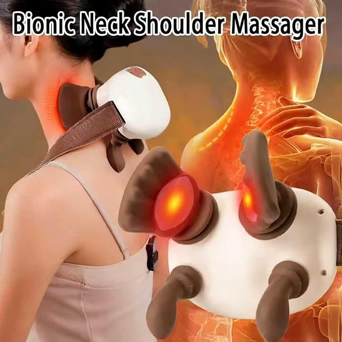 Bionic Heated Massager, Portable Shiatsu Neck and Back Massager, Electric Deep Tissue 4D Kneading Massage, Simulated Human Hand Design for Pain Relief and Muscle Relax (078Beige) - Image 5