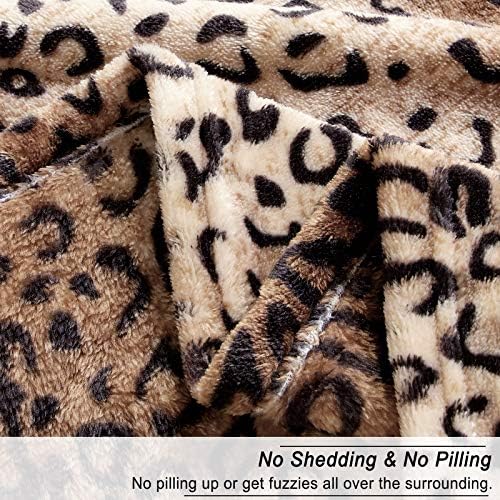 Viviland Flannel Fleece Blanket Queen Size 90x90 inches, Lightweight, Super Soft Cozy Warm Blanket, Leopard Print - Image 5