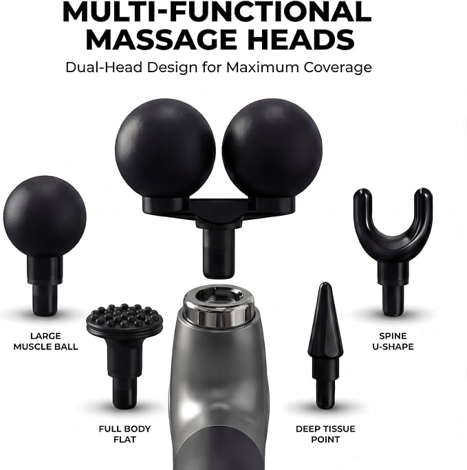 Long Handle Massage Gun for Back and Shoulders, Dual-Head - Image 6