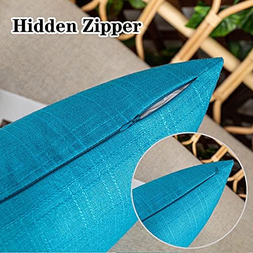 Kevin Textile Outdoor Waterproof 16”x16” Pillow Covers 2 Pack, Peacock Blue - Image 3