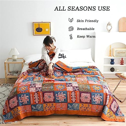 MSGKV Boho Throw Blanket 60"x80" 100% Cotton Checkered Throw for Couch - Image 5