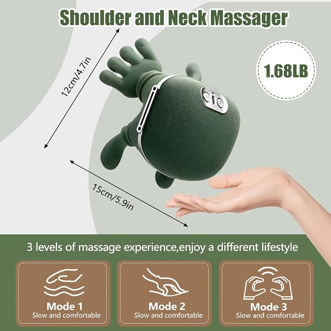 2026 New Electric Shiatsu Neck and Back Massager, Neck Massager with Heat, Shoulder Massager, 3 Intensity Levels + 2 Heat Settings, 4D Kneading Massage, Simulates a Real Palm Massage for Comfort - Image 5