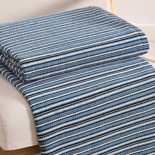 Tommy Hilfiger - Queen Cotton Blanket, Fade Resistant Yarn-Dyed Cotton Bedding, Medium Weight Soft Blanket, Ideal for Layering, Oeko-TEX Certified (Blue) - Image 4