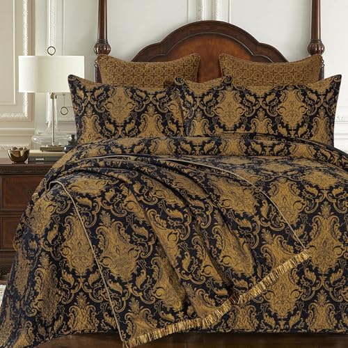 Loom and Mill Luxury Black Throw Blankets for Bed-Jacquard Damask, 52"x72" - Image 6