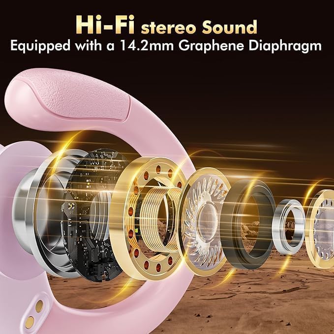HAOYUYAN Wireless Earbuds, Sports Bluetooth Headphones, 80Hrs Playtime Ear Buds with LED Power Display, Noise Canceling Headset, IPX7 Waterproof Earphones for Workout/Running (Pink) - Image 3