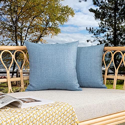 Kevin Textile Outdoor Waterproof 26”x26” Pillow Covers 2 Pack, Light Blue by KevinTextile