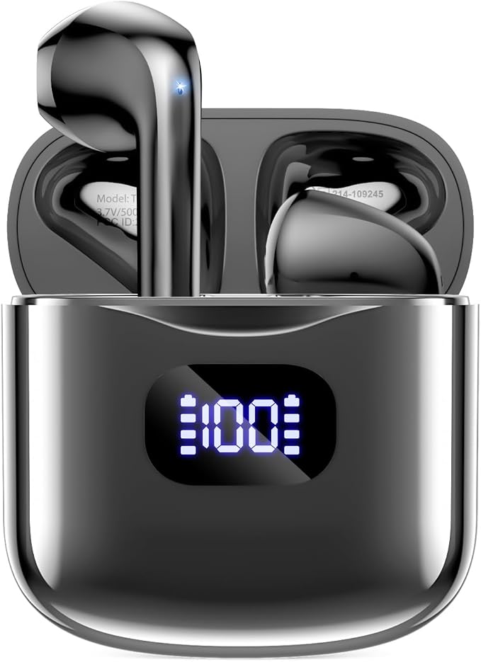 KTGEE Wireless Earbuds Bluetooth 5.3 Ear Buds Headphones, 40Hrs Playback | Stereo Sound, LED Display, IPX7 Waterproof, Compact In-ear Earphones with Mic for Phone Tablet Sport, Charcoal by KTGEE