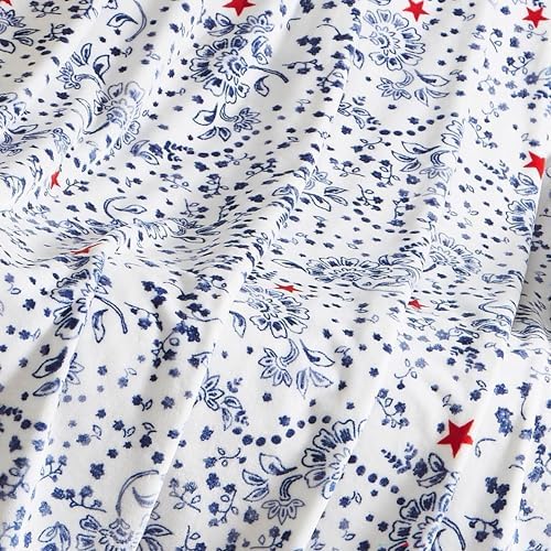 Lucky Brand 50" x 70" Plush Throw Blanket, Bandana White/Navy - Image 5