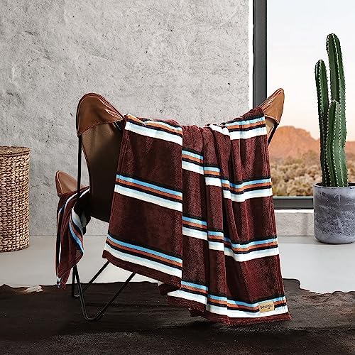 Wrangler - King Size Blanket, Ultra-Soft Plush Blanket, Medium Weight Cozy Bedding, Striped Americana Decor, Western Saddle Burgundy - Image 4
