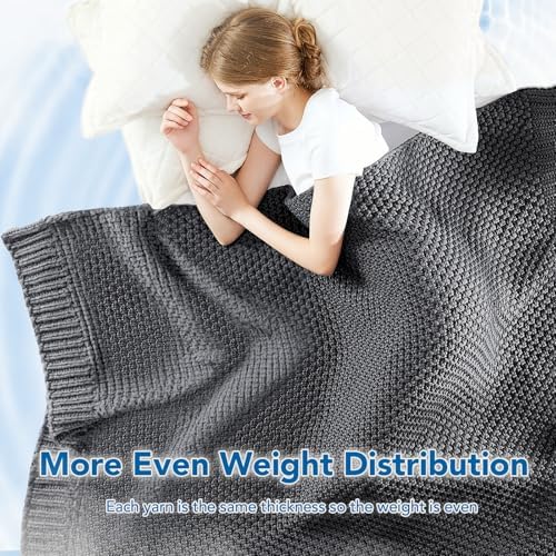 Topcee Knitted Weighted Blanket - 50"x60" 5lbs Cooling Chunky Knit Heavy Blanket for Adults Cable Yarn Knit Decorative No Beads Soft, Cozy and Cooling Weighted Throw Blankets Machine Washable - Image 5