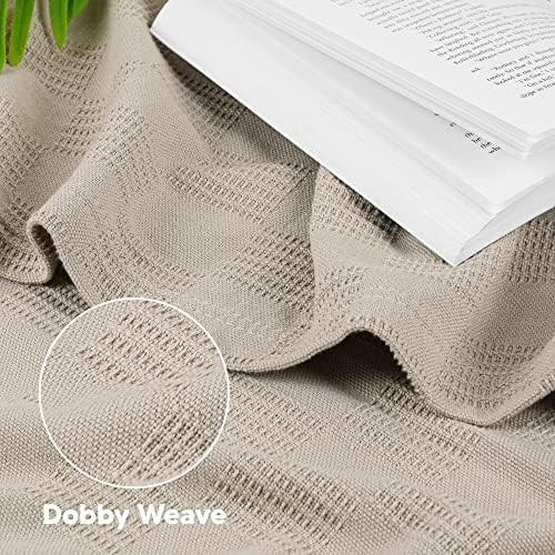 Utopia Bedding 100% Cotton Thermal Blanket Khaki Throw, 50x60 Inches - Image 3