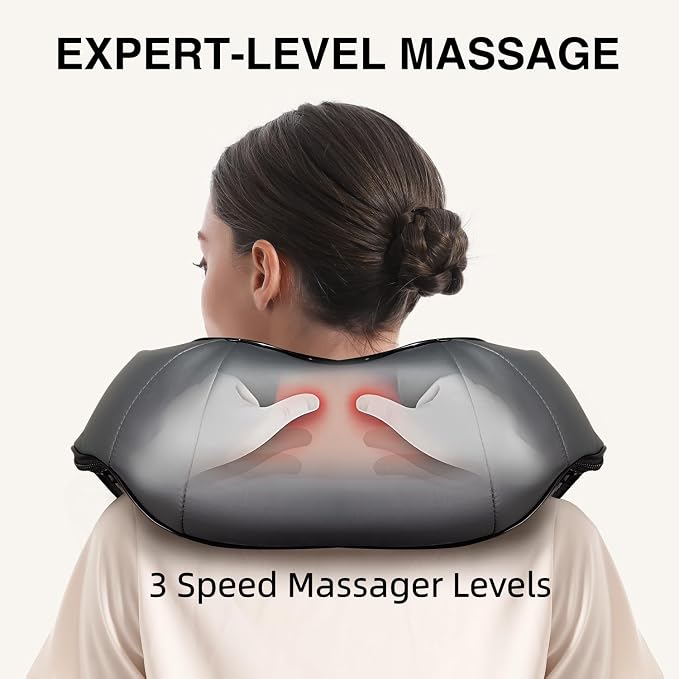 Nekteck Shiatsu Neck Massager with Heat for Pain Relief, Gray, NOT Cordless - Image 4