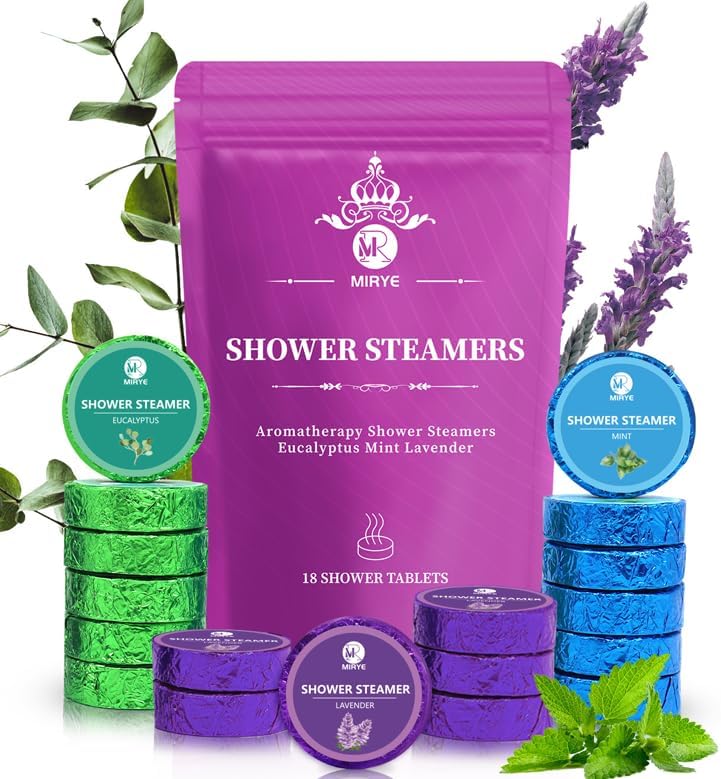 Shower Steamers Aromatherapy Gifts for Women&Men, 18-Pack Organic Eucalyptus Lavender Mint Essential Oil Shower Bombs, Self Care Stress Relief Birthday or Appreciation Gifts for Mom/Dad/Wife/Friends by MIRYE