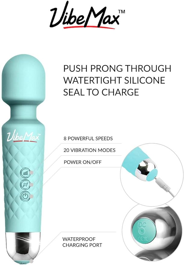 VibeMax Rechargeable Personal Massager - Powerful Multi Speed Vibration - Whisper Quiet - Waterproof - for Muscle Tension Relief in Neck, Back, Shoulders, Legs and Feet - Turquoise - Image 5