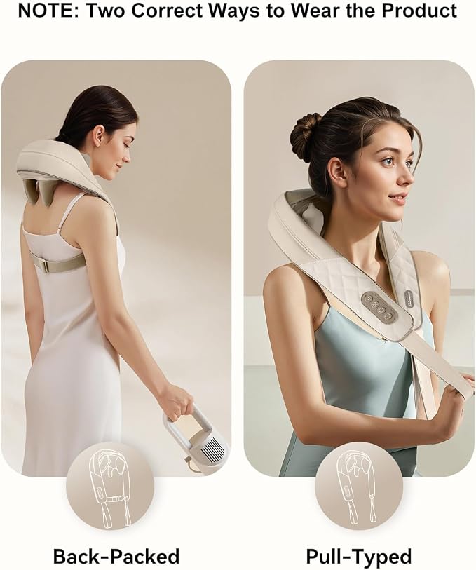 Snailax Cordless Neck & Shoulder Massager with Kneading, Heat, USB-C - Image 4