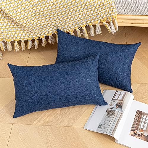 Kevin Textile Outdoor Waterproof 14”x24” Lumbar Pillow Covers 2 Pack, Blue - Image 4