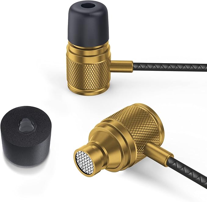 LUDOS Ultra Wired Earbuds in-Ear Headphones, 5 Years Warranty, Earphones with Microphone, Noise Isolating Ear Buds, Memory Foam for iPhone, Samsung, School Students, Kids, Women, Small Ears - Gold - Image 9