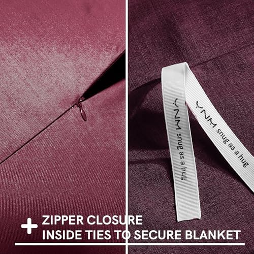 YnM Exclusive Cooling Duvet Cover for Weighted Blankets with 16 Strings (Rose Purple, 48"x72") - Image 3