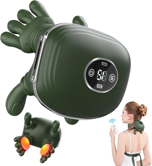 Vinid Neck Massager with Heat, Bionic Shiatsu Neck and Shoulder Massager with 4D Kneading Fingers,LCD Display & Remote Control, Neck Massager for Pain Relief Deep Tissue, Mothers Day(Green) by Vinid