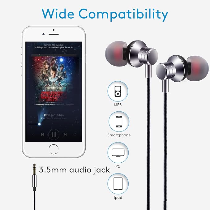 Empsun Wired Earbuds Headphones with Microphone Stereo Bass Earphones Noise Isolation in-Ear Headset Compatible with All Smartphones Tablets iPod IPad MP3 Player That with 3.5 mm Interface(Silver) - Image 3