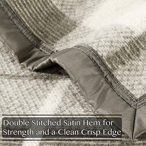 Poyet Motte Rivoli Solid 400GSM 100% Virgin Wool Blanket, Medium/Heavy Weight, Machine Washable (Grey Natural Plaid, Full/Queen Size) - Image 6
