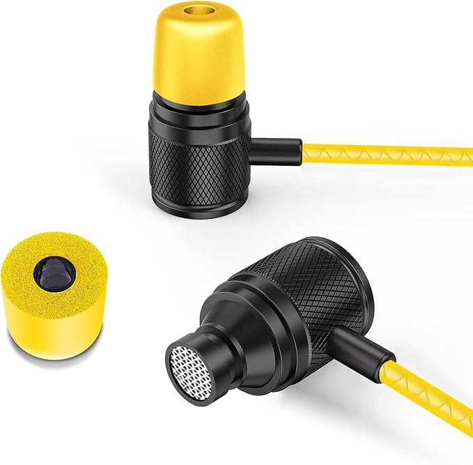 LUDOS Ultra Wired Earbuds in-Ear Headphones, 5 Years Warranty, Earphones with Microphone, Noise Isolating Ear Buds, Memory Foam for iPhone, Samsung, School Students, Kids, Women, Small Ears - Yellow - Image 9