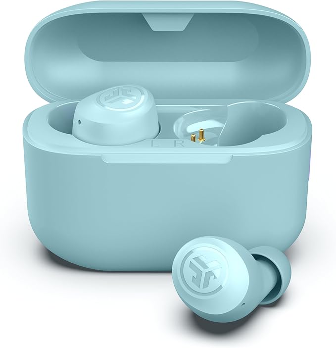 JLab Go Air Pop+, True Wireless Earbuds, Bluetooth Earbuds with Microphone, Dual Connect, EQ3 Sound, Light Blue by JLab