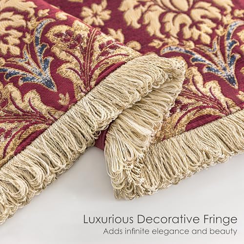 Loom and Mill Damask Floral Throw Blankets for Bed, Burgundy Red, 52" x72” - Image 3