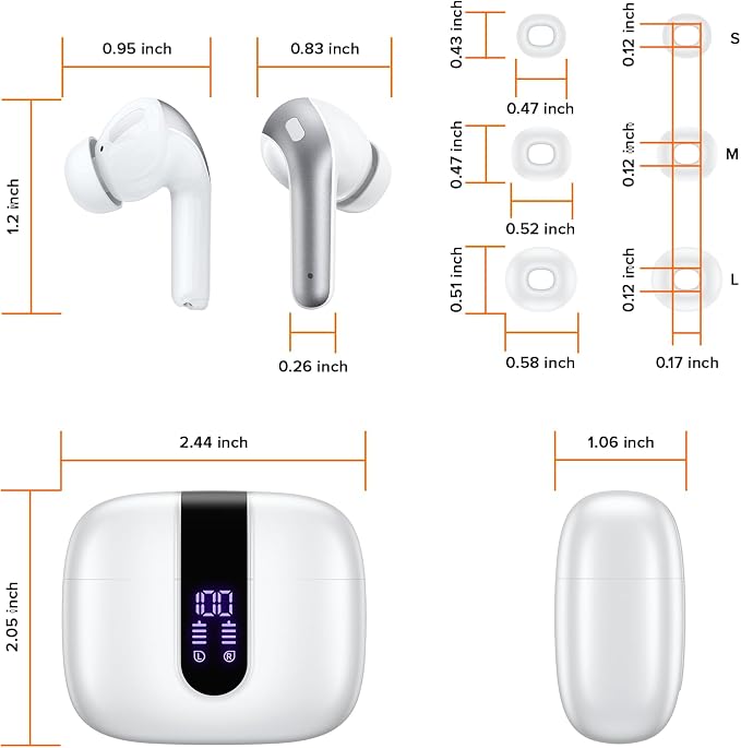TAGRY Bluetooth Headphones True Wireless Earbuds 60H Playback LED Power Display Earphones with Wireless Charging Case IPX5 Waterproof in-Ear Ear buds with Mic for TV Smart Phone Laptop Computer Sports - Image 8