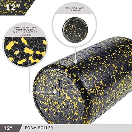 Day 1 Fitness High Density Muscle Foam Rollers - Sports Massage Rollers for Stretching, Physical Therapy, Deep Tissue, Myofascial Release - Ideal for Exercise and Pain Relief - Speckled Yellow, 12” - Image 4