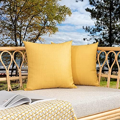 Kevin Textile Outdoor Waterproof 26”x26” Pillow Covers 2 Pack, Yellow by KevinTextile