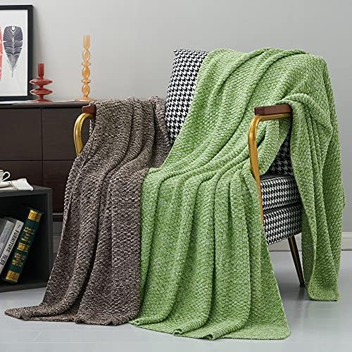 Longhui bedding 100% Cotton Knitted Throw Blanket – Green, Soft & Cozy, Machine Washable, 51"x63" – Perfect for Living Room, Couch, Sofa, Bed or Travel - Image 5
