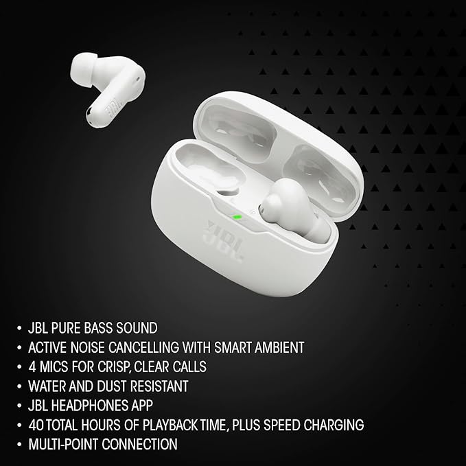 JBL Vibe Beam 2 - True Wireless Noise Cancelling Earbuds with JBL Pure Bass Sound & Smart Ambient Technology, 4mics for Crisp, Clear Calls, up to 40Hrs of Playback, IP54 Dust & Water Resistant (Blue) - Image 3