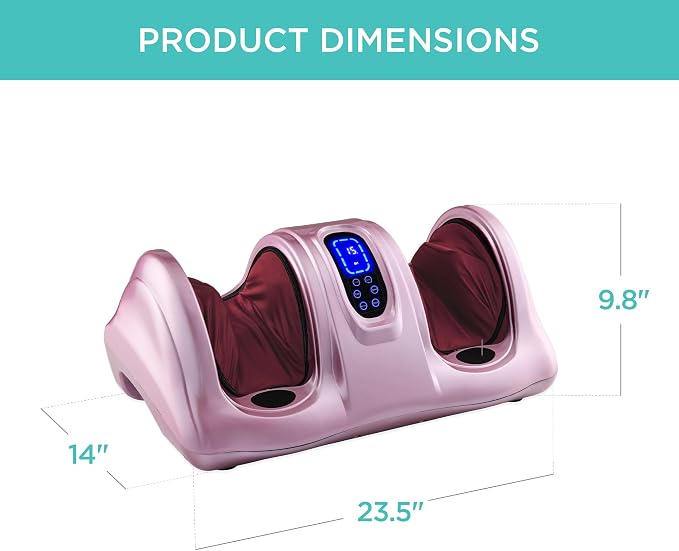 Best Choice Products Shiatsu Foot Massager for Pain Relief, Plantar Fasciitis, Neuropathy, Blood Circulation, Remote Control w/Compact Design - Rose - Image 7
